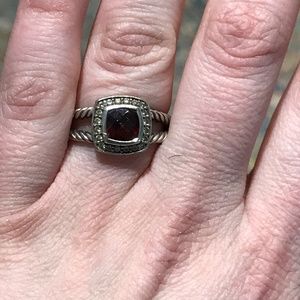 David Yurman Garnet & Diamond Petite Albion Ring 7